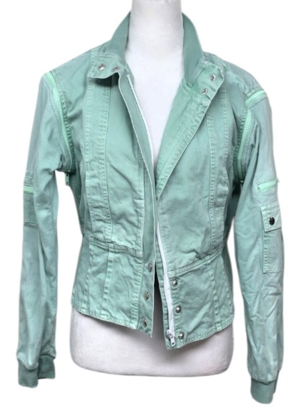 Sonia Rykiel Archival Convertible Utility Jacket Vest Mint Green FR T40 /US 8–10